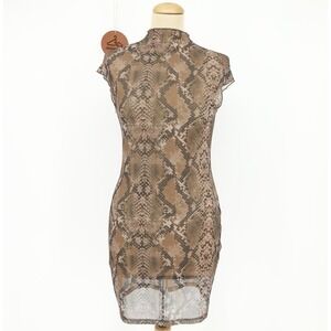 h:ours Minju Mini Dress Acid Snake Pull On‎ Sheer Missing Interior Slip Size XXS